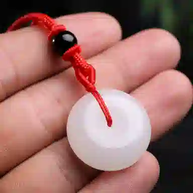 印象眸 玉平安扣 新中式古风如意玉 金丝玉 玉石项链 男女同款情侣款 礼盒包装