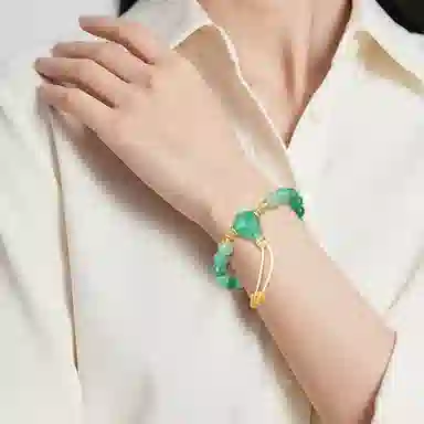 印象眸 新中式小众设计精致高级感气质简约腕间绕翠色圆珠单圈转运珠 礼盒包装#好运 非洲翠 手串 男女同款情侣款