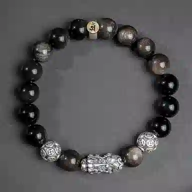 【来财貔貅】 印象眸 新中式多财多福诸事顺遂吞金兽国潮素圈转运珠时尚高级感日常通勤风瑞兽手饰 #好运 黑曜石 手串 男款