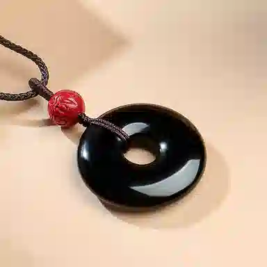 印象眸 平安扣 新中式精致简约平安喜乐福气满满诸事顺利日常通勤风古风玉石吊坠 礼盒包装#好运 黑曜石 项链 男女同款情侣款