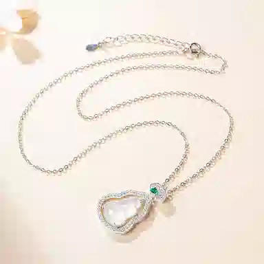 【平安福禄】 印象眸 新中式清冷淡风气质优雅福气满满国潮轻奢显白网红百搭如意葫芦贵气感锁骨链 礼盒包装#好运 玉髓 项链 女款