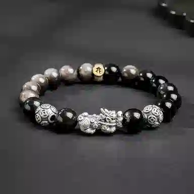 【来财貔貅】 印象眸 新中式多财多福诸事顺遂吞金兽国潮素圈转运珠时尚高级感日常通勤风瑞兽手饰 #好运 黑曜石 手串 男款