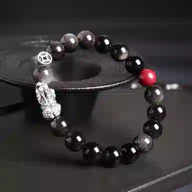 【来财貔貅】 印象眸 新中式国潮小众设计精致通勤风百搭财源滚滚素圈转运珠 礼盒包装#好运 黑曜石 手串 男女同款情侣款