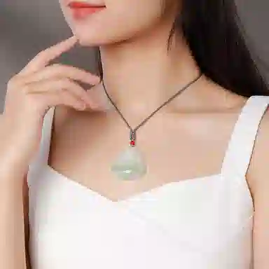 印象眸 玉佛公 新中式古风经典大肚弥勒佛玉吊坠 天山翠 项链 男女同款情侣款