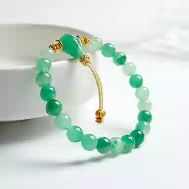 印象眸 新中式小众设计精致高级感气质简约腕间绕翠色圆珠单圈转运珠 礼盒包装#好运 非洲翠 手串 男女同款情侣款