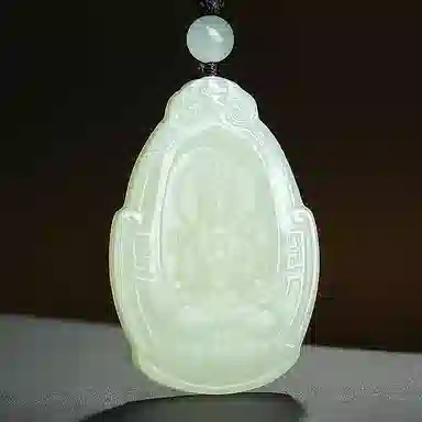 印象眸 新中式古风国潮观音佛公 和田玉 项链 男女同款情侣款 青白玉