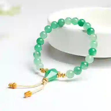 印象眸 新中式小众设计精致高级感气质简约腕间绕翠色圆珠单圈转运珠 礼盒包装#好运 非洲翠 手串 男女同款情侣款