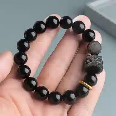 【瑞兽醒狮】 印象眸 新中式祥云跑环如意吉祥诸事顺遂多财多福高级感通勤转运珠素圈手饰 礼盒包装#好运 黑曜石 手串 男女同款情侣款