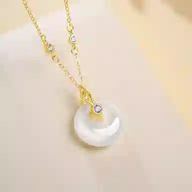 【福运常伴】 印象眸 新中式平安扣时尚精致简约百搭气质高级感显白清冷感如意扣锁骨链 礼盒包装#好运 玉髓 项链 女款