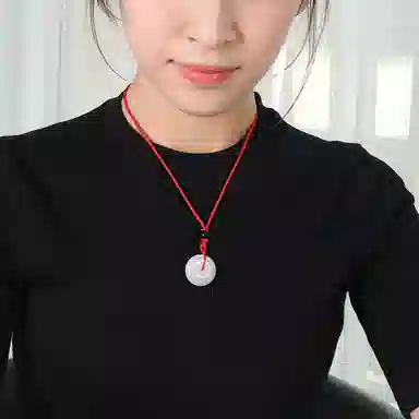 印象眸 玉平安扣 新中式古风如意玉 金丝玉 玉石项链 男女同款情侣款 礼盒包装