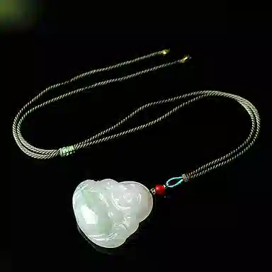 印象眸 玉佛公 新中式古风经典大肚弥勒佛玉吊坠 天山翠 项链 男女同款情侣款