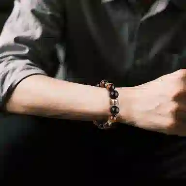 印象眸 新中式精致简约高级感转运珠单圈多财多福诸事顺利通勤古风手饰 礼盒包装#好运 黑曜石 手串 男女同款情侣款