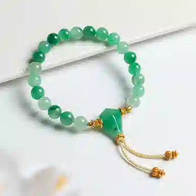 印象眸 新中式小众设计精致高级感气质简约腕间绕翠色圆珠单圈转运珠 礼盒包装#好运 非洲翠 手串 男女同款情侣款