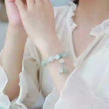 印象眸 转运  新中式古风简约经典设计感纳福念珠手持 天山翠 玉石手串 女款