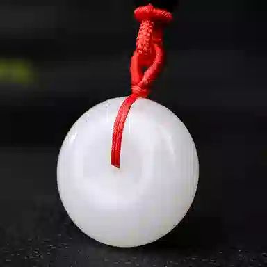 印象眸 玉平安扣 新中式古风如意玉 金丝玉 玉石项链 男女同款情侣款 礼盒包装