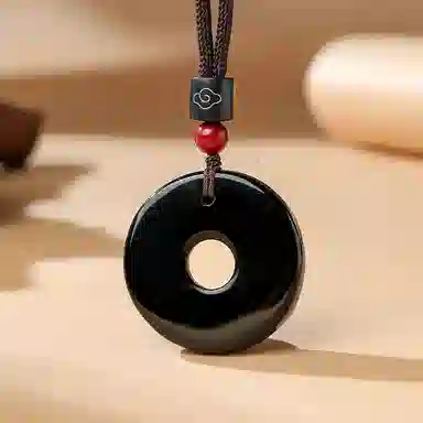 印象眸 平安扣 新中式八方来财锁骨链简约轻奢多财多福瑞兽貔貅玉石吊坠 礼盒包装#好运 黑曜石 项链 男女同款情侣款