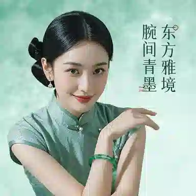 印象眸 新中式古风气质古色古香汉服旗袍高级感显白飘花轻奢 非洲翠 手镯 女款