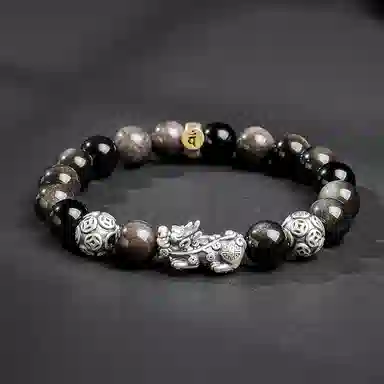 【来财貔貅】 印象眸 新中式多财多福诸事顺遂吞金兽国潮素圈转运珠时尚高级感日常通勤风瑞兽手饰 #好运 黑曜石 手串 男款