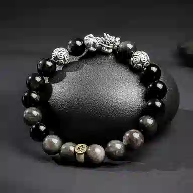 【来财貔貅】 印象眸 新中式多财多福诸事顺遂吞金兽国潮素圈转运珠时尚高级感日常通勤风瑞兽手饰 #好运 黑曜石 手串 男款