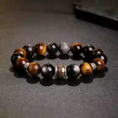 印象眸 新中式精致简约高级感转运珠单圈多财多福诸事顺利通勤古风手饰 礼盒包装#好运 黑曜石 手串 男女同款情侣款