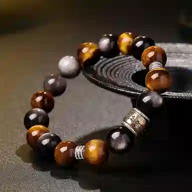 印象眸 新中式精致简约高级感转运珠单圈多财多福诸事顺利通勤古风手饰 礼盒包装#好运 黑曜石 手串 男女同款情侣款