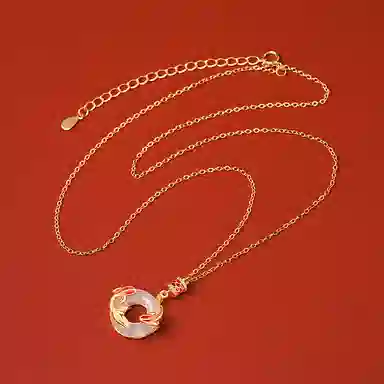 【好运锦鲤】 印象眸 新中式平安扣国潮小众设计时来运转前程似锦上上签精致富贵气质显白逢考必过上岸 礼盒包装 玉髓 项链 女款