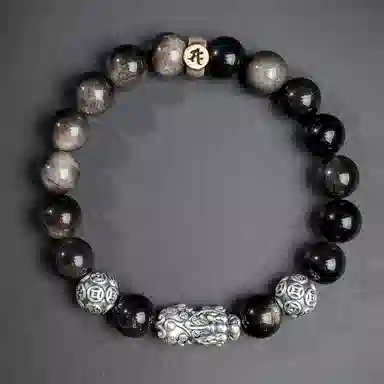 【来财貔貅】 印象眸 新中式多财多福诸事顺遂吞金兽国潮素圈转运珠时尚高级感日常通勤风瑞兽手饰 #好运 黑曜石 手串 男款