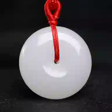 印象眸 玉平安扣 新中式古风如意玉 金丝玉 玉石项链 男女同款情侣款 礼盒包装