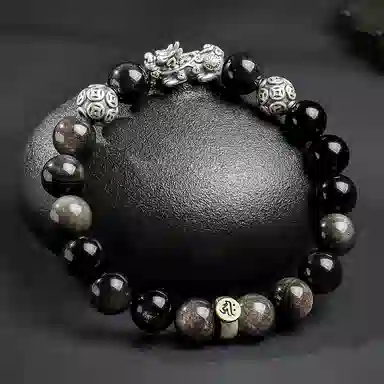 【来财貔貅】 印象眸 新中式多财多福诸事顺遂吞金兽国潮素圈转运珠时尚高级感日常通勤风瑞兽手饰 #好运 黑曜石 手串 男款