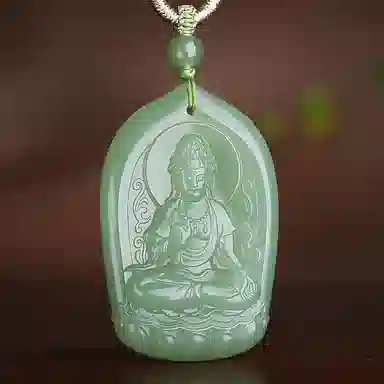 印象眸 双面雕刻观音 仵孟超大师作品 新中式国潮湖水绿玉吊坠 和田玉 项链 男款 青白玉