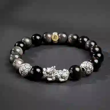 【来财貔貅】 印象眸 新中式多财多福诸事顺遂吞金兽国潮素圈转运珠时尚高级感日常通勤风瑞兽手饰 #好运 黑曜石 手串 男款
