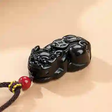 印象眸 瑞兽貔貅 新中式小众设计精致简约日常通勤风多财多福八方来财锁骨链玉石吊坠 礼盒包装#好运 黑曜石 项链 男女同款情侣款