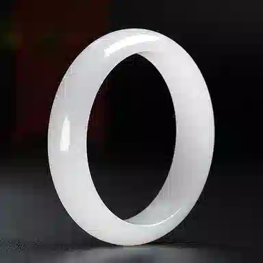 印象眸 白月光平安镯 新中式古风国潮精致轻奢优雅素净素圈白透 金丝玉 玉石手镯 女款 礼品 礼盒包装