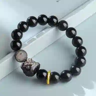 【瑞兽醒狮】 印象眸 新中式祥云跑环如意吉祥诸事顺遂多财多福高级感通勤转运珠素圈手饰 礼盒包装#好运 黑曜石 手串 男女同款情侣款