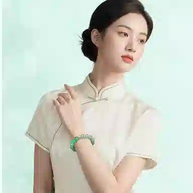 【腕间山水】 印象眸 新中式小众设计精致简约气质高级感时尚素圈转运珠圆珠单圈 礼盒包装#好运 非洲翠 手串 男女同款情侣款