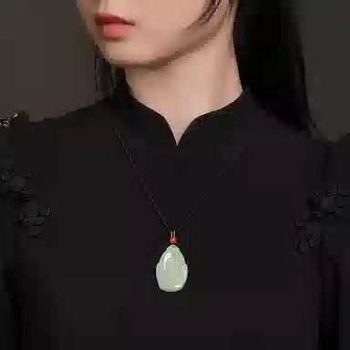 印象眸 新中式古风国潮观音佛公 和田玉 项链 男女同款情侣款 青白玉