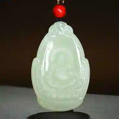 印象眸 新中式古风国潮观音佛公 和田玉 项链 男女同款情侣款 青白玉