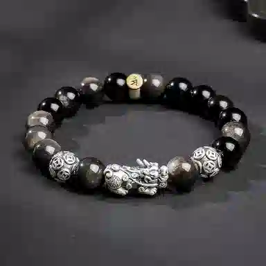 【来财貔貅】 印象眸 新中式多财多福诸事顺遂吞金兽国潮素圈转运珠时尚高级感日常通勤风瑞兽手饰 #好运 黑曜石 手串 男款