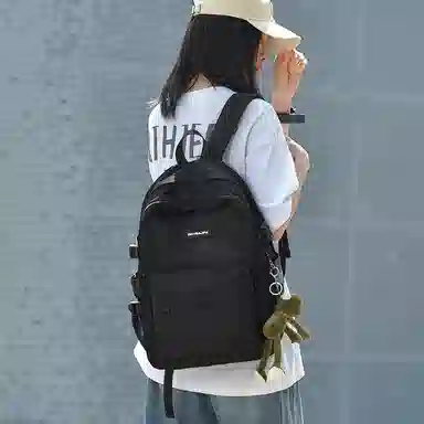 木村耀司 休闲简约百搭大容量初高中大学生通勤潮流多功能旅游 牛津纺 双肩包书包旅行包电脑包背包 常规 女款 黑色/卡其色