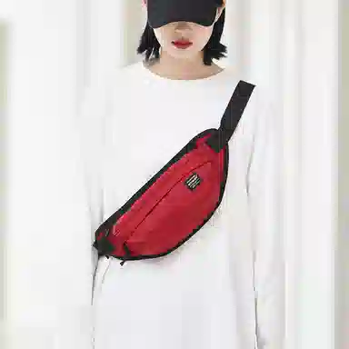 木村耀司 潮牌男休闲百搭大容量随身旅行轻便时尚潮流女 牛津纺 胸包斜挎包单肩包 常规 男女同款 黑色/红色