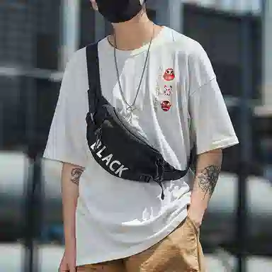 木村耀司 潮牌男休闲百搭大容量随身旅行轻便时尚潮流女 牛津纺 胸包斜挎包单肩包饺子包小挎包 常规 男女同款 黑色