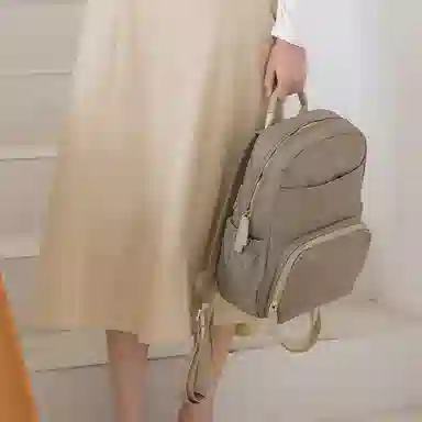 木村耀司 休闲简约百搭校园大容量通勤上班 涤纶 双肩包书包旅行包电脑包背包 女款 卡其色/灰色/粉色/黑色 常规