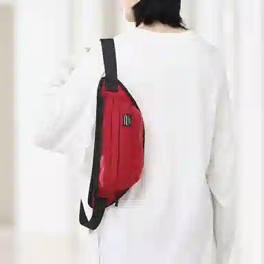 木村耀司 潮牌男休闲百搭大容量随身旅行轻便时尚潮流女 牛津纺 胸包斜挎包单肩包 常规 男女同款 黑色/红色