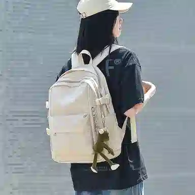 木村耀司 休闲简约百搭大容量初高中大学生通勤潮流多功能旅游 牛津纺 双肩包书包旅行包电脑包背包 常规 女款 黑色/卡其色