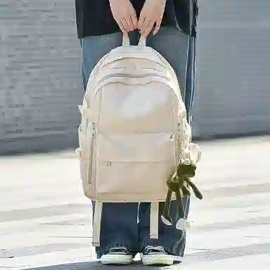 木村耀司 休闲简约百搭大容量初高中大学生通勤潮流多功能旅游 牛津纺 双肩包书包旅行包电脑包背包 常规 女款 黑色/卡其色