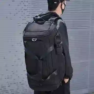 木村耀司 纯色大容量轻便多功能多袋 牛津纺 收纳袋健身包游泳包干湿分离袋行李包旅行包双肩包 大号 男女款 黑色