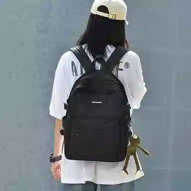 木村耀司 休闲简约百搭大容量初高中大学生通勤潮流多功能旅游 牛津纺 双肩包书包旅行包电脑包背包 常规 女款 黑色/卡其色