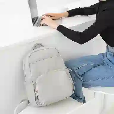 木村耀司 休闲简约百搭校园大容量通勤上班 涤纶 双肩包书包旅行包电脑包背包 女款 卡其色/灰色/粉色/黑色 常规