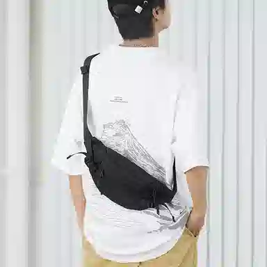 木村耀司 潮牌男休闲百搭大容量随身旅行轻便时尚潮流女 牛津纺 胸包斜挎包单肩包饺子包小挎包 常规 男女同款 黑色