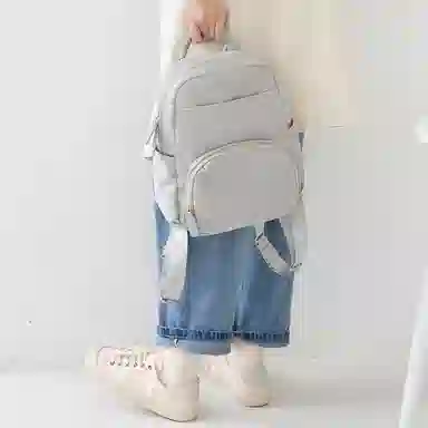 木村耀司 休闲简约百搭校园大容量通勤上班 涤纶 双肩包书包旅行包电脑包背包 女款 卡其色/灰色/粉色/黑色 常规